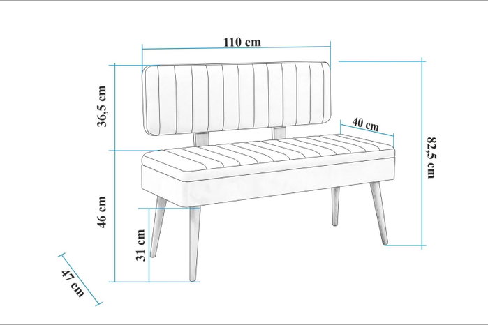Hanah Home 1048 - 2 Banco Pino Atlántico y Azul Oscuro, Tablero de Partículas Melaminado, Ancho 110 cm